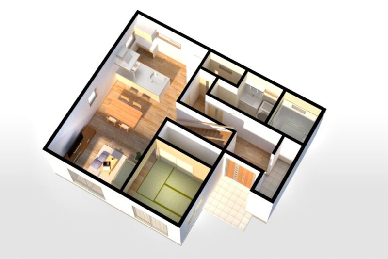 部屋の間取りを上から見たイメージ画像