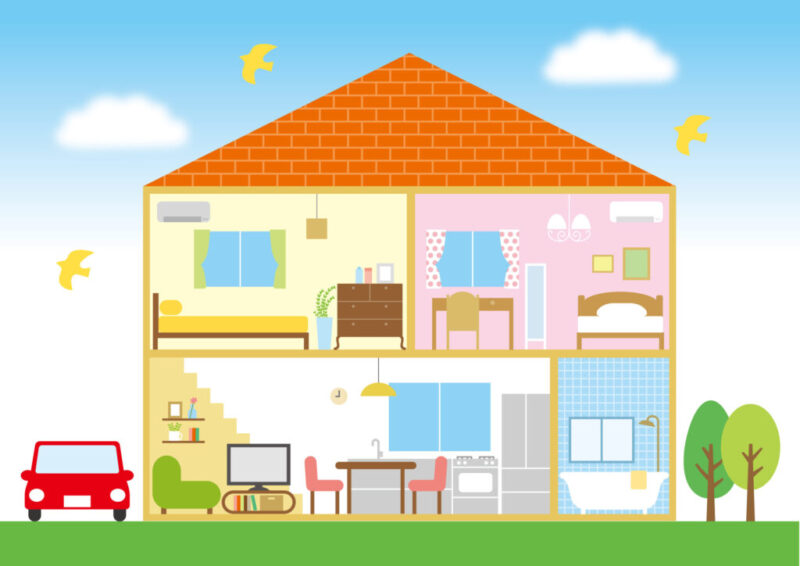 家の中の断面を横から見たイメージ