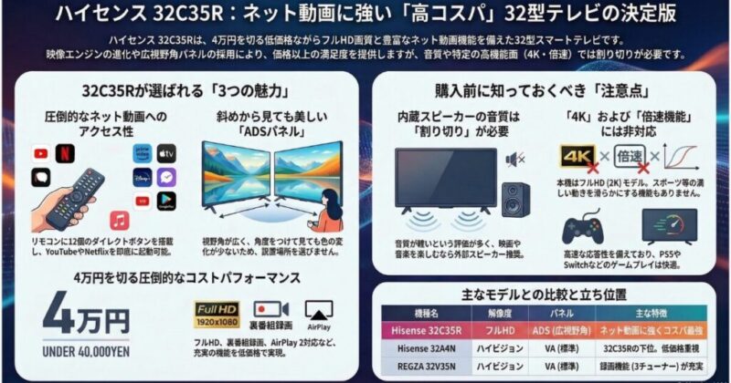 ハイセンス32C35Rレビューのまとめ