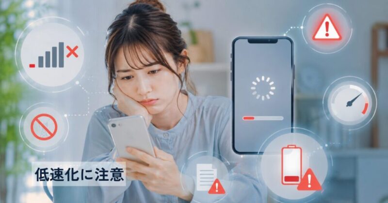 通信制限でスマホが極端に遅くなった状態を表現したイメージ