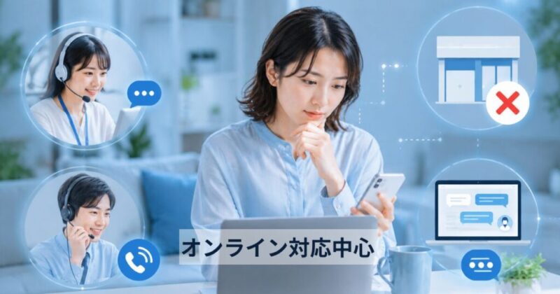 オンラインチャットでサポートを受ける人のイメージ