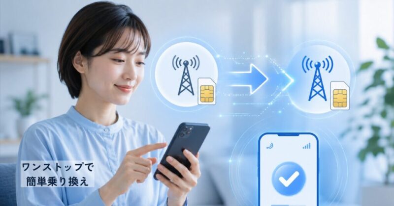 MNPワンストップ制度でスマホを乗り換えるイメージ画像