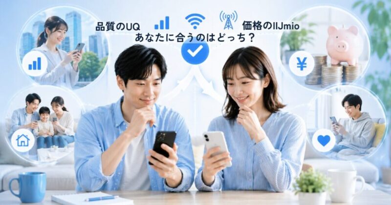 格安SIM比較の結論として満足してスマホを利用しているイメージ