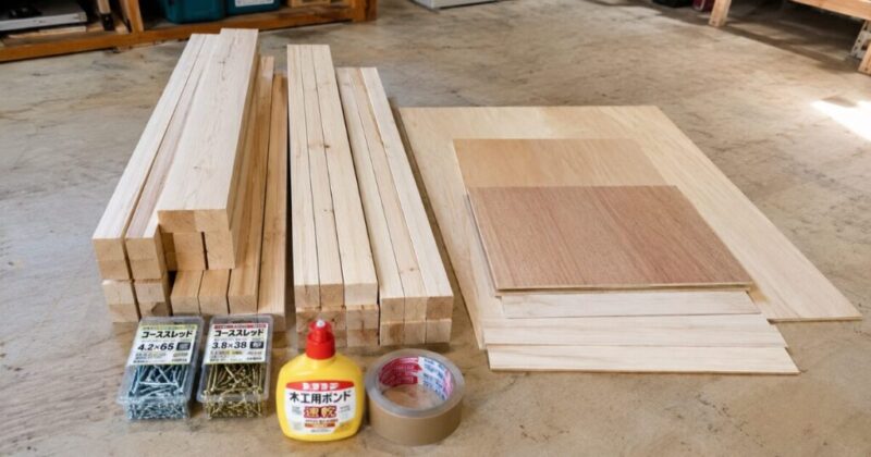 一斗缶収納棚DIYで使用する材料一覧