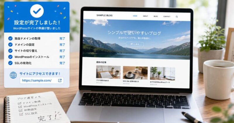 WordPressサイトの構築が完了したイメージ